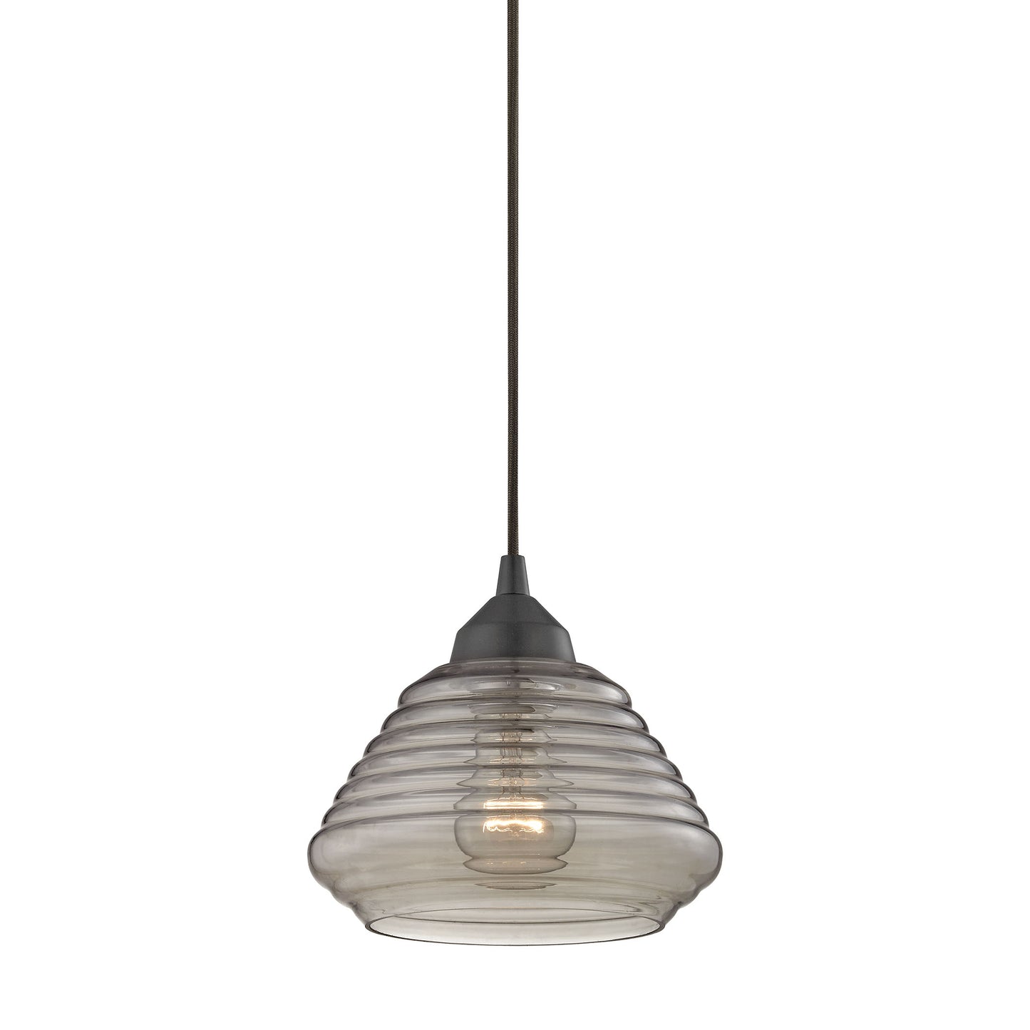 ELK SHOWROOM 10434/1 Orbital 8'' Wide 1-Light Pendant - Oil Rubbed Bronze with Smoke Glass