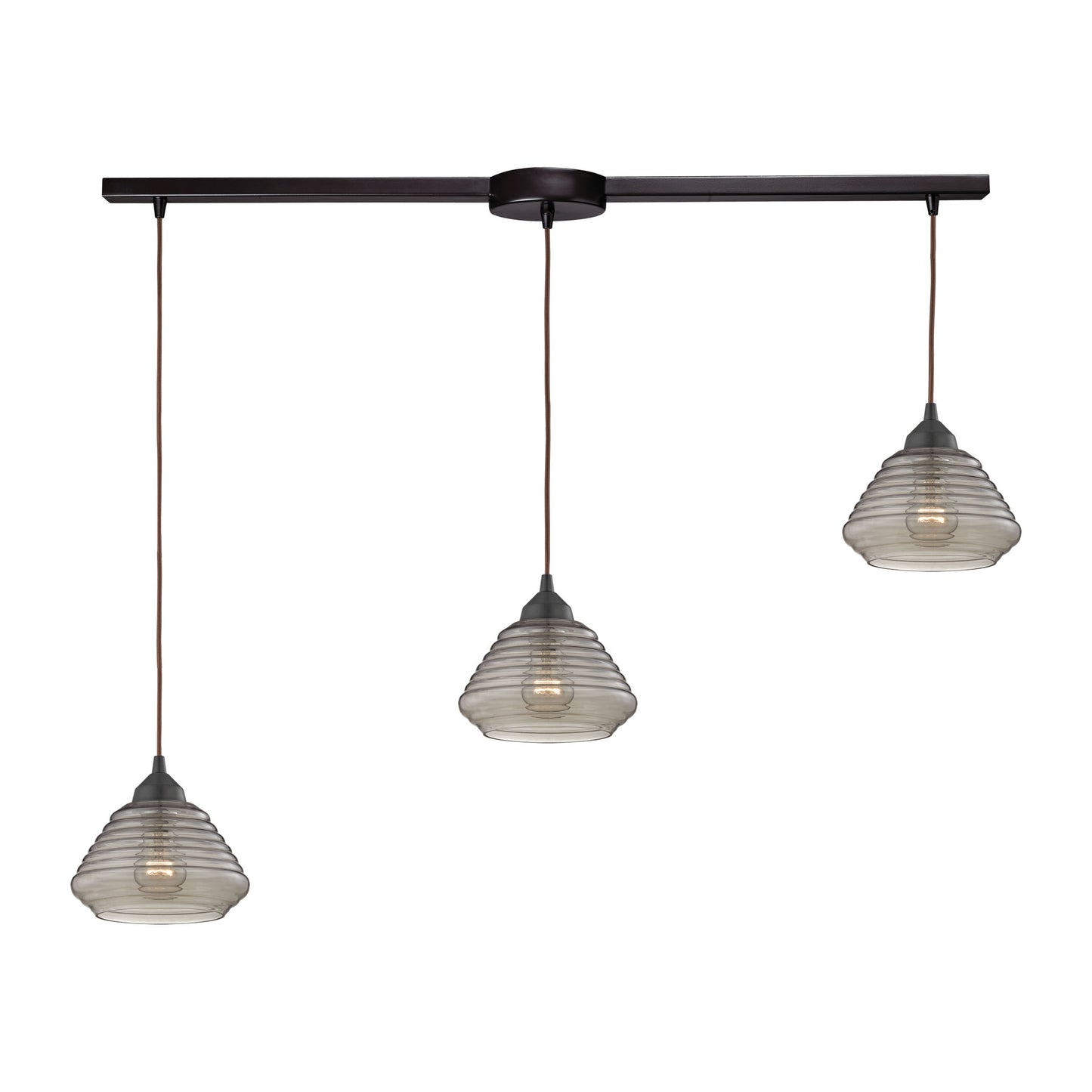 ELK SHOWROOM 10434/3L Orbital 36'' Wide 3-Light Pendant - Oil Rubbed Bronze with Smoke Glass