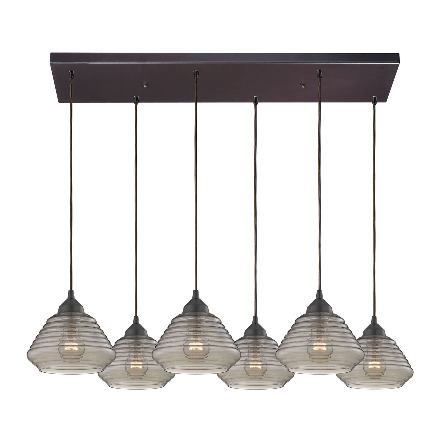 ELK SHOWROOM 10434/6RC Orbital 30'' Wide 6-Light Pendant - Oil Rubbed Bronze with Smoke Glass