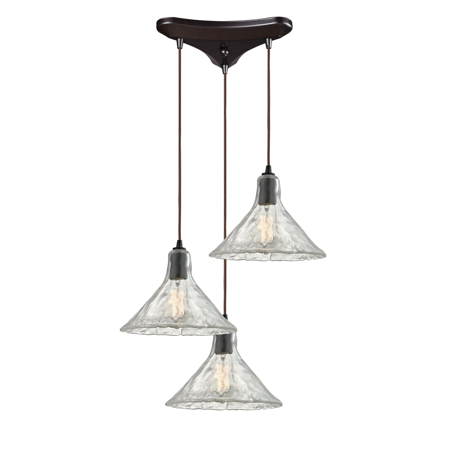 ELK SHOWROOM 10435/3 Hand Formed Glass 10'' Wide 3-Light Mini Pendant - Oil Rubbed Bronze