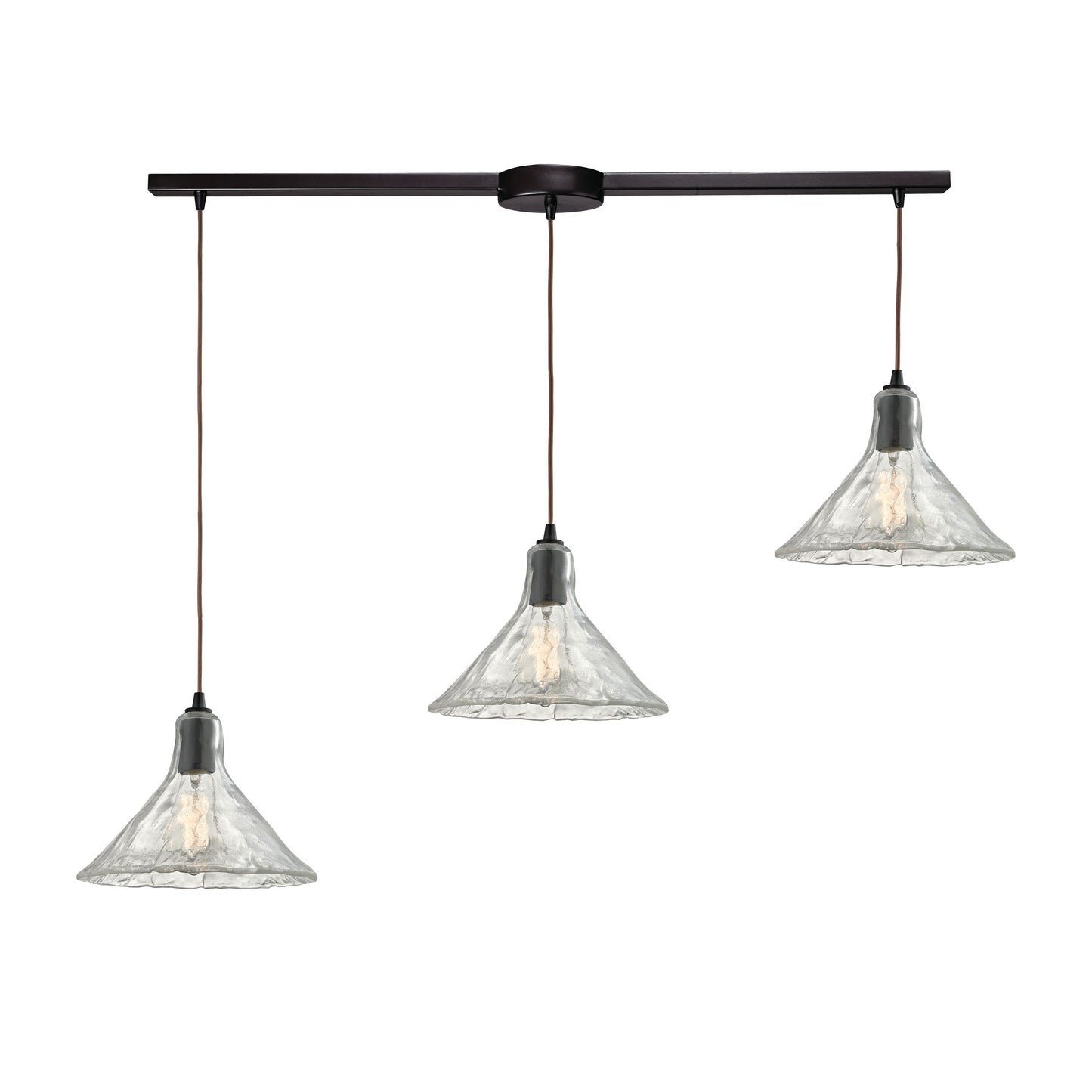 ELK SHOWROOM 10435/3L Hand Formed Glass 36'' Wide 3-Light Mini Pendant - Oil Rubbed Bronze