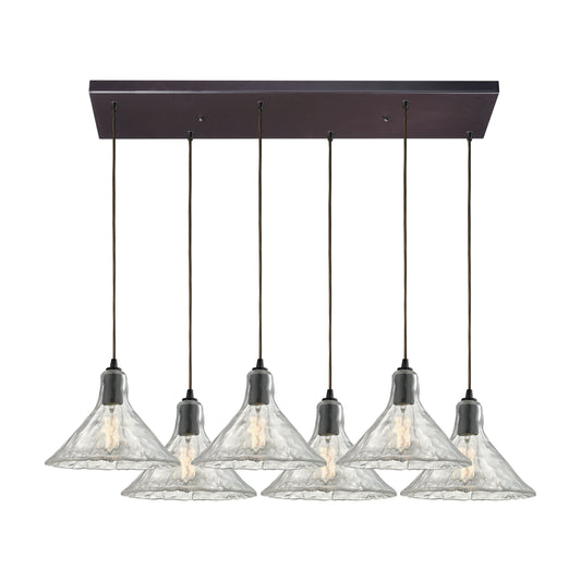 ELK SHOWROOM 10435/6RC Hand Formed Glass 30'' Wide 6-Light Mini Pendant - Oil Rubbed Bronze