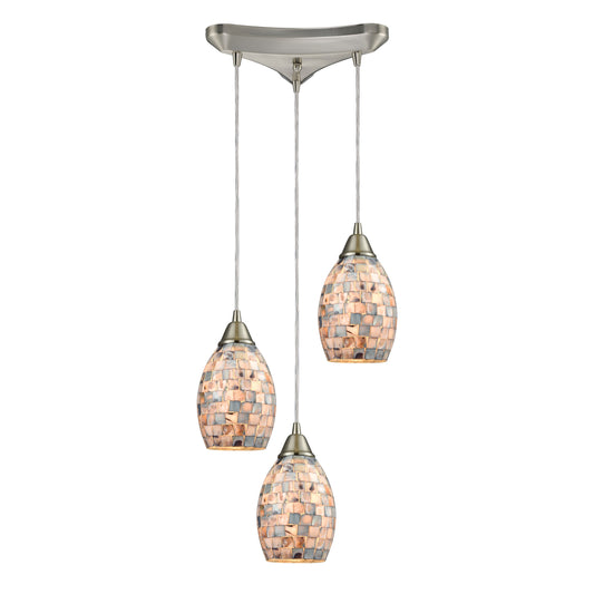 ELK SHOWROOM 10444/3 Capri 11'' Wide 3-Light Pendant - Satin Nickel