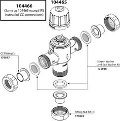 MOEN 104466 Commercial Parts & Accessories Commercial High Flow Thermostatic Mixing Valve 1/2" Ips with 3/8" Compression Adapter