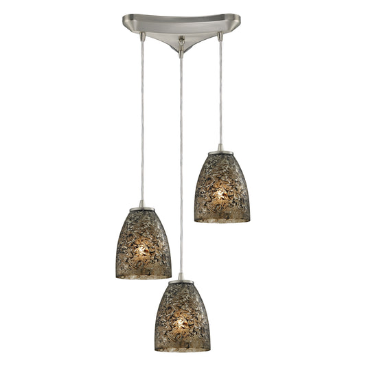 ELK SHOWROOM 10465/3BRF Fissure 10'' Wide 3-Light Pendant - Satin Nickel