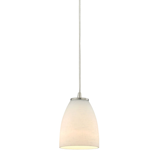 ELK SHOWROOM 10466/1 Sandstorm 1-Light Mini Pendant in Satin Nickel with Off-white Glass