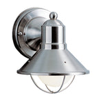 KICHLER 9021NI Seaside 7.5" 1 Light Outdoor Wall Light With Glass Globe Brushed Nickel