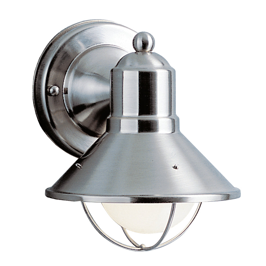 KICHLER 9021NI Seaside 7.5" 1 Light Outdoor Wall Light With Glass Globe Brushed Nickel