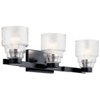 KICHLER 55012BK Vionnet 24" 3 Light Vanity Light With Clear Glass In Black