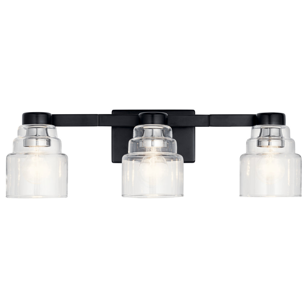 KICHLER 55012BK Vionnet 24" 3 Light Vanity Light With Clear Glass In Black