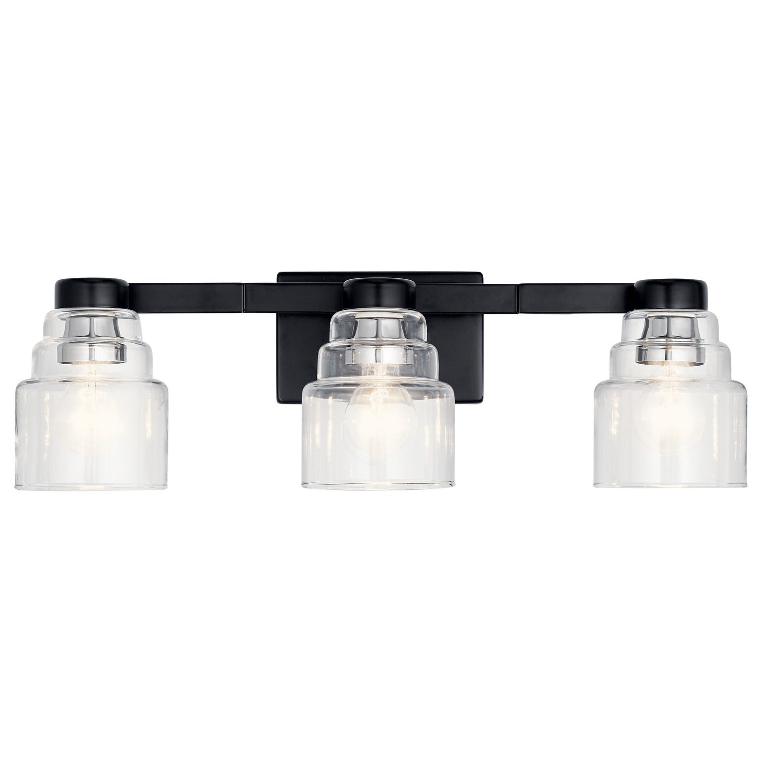KICHLER 55012BK Vionnet 24" 3 Light Vanity Light With Clear Glass In Black