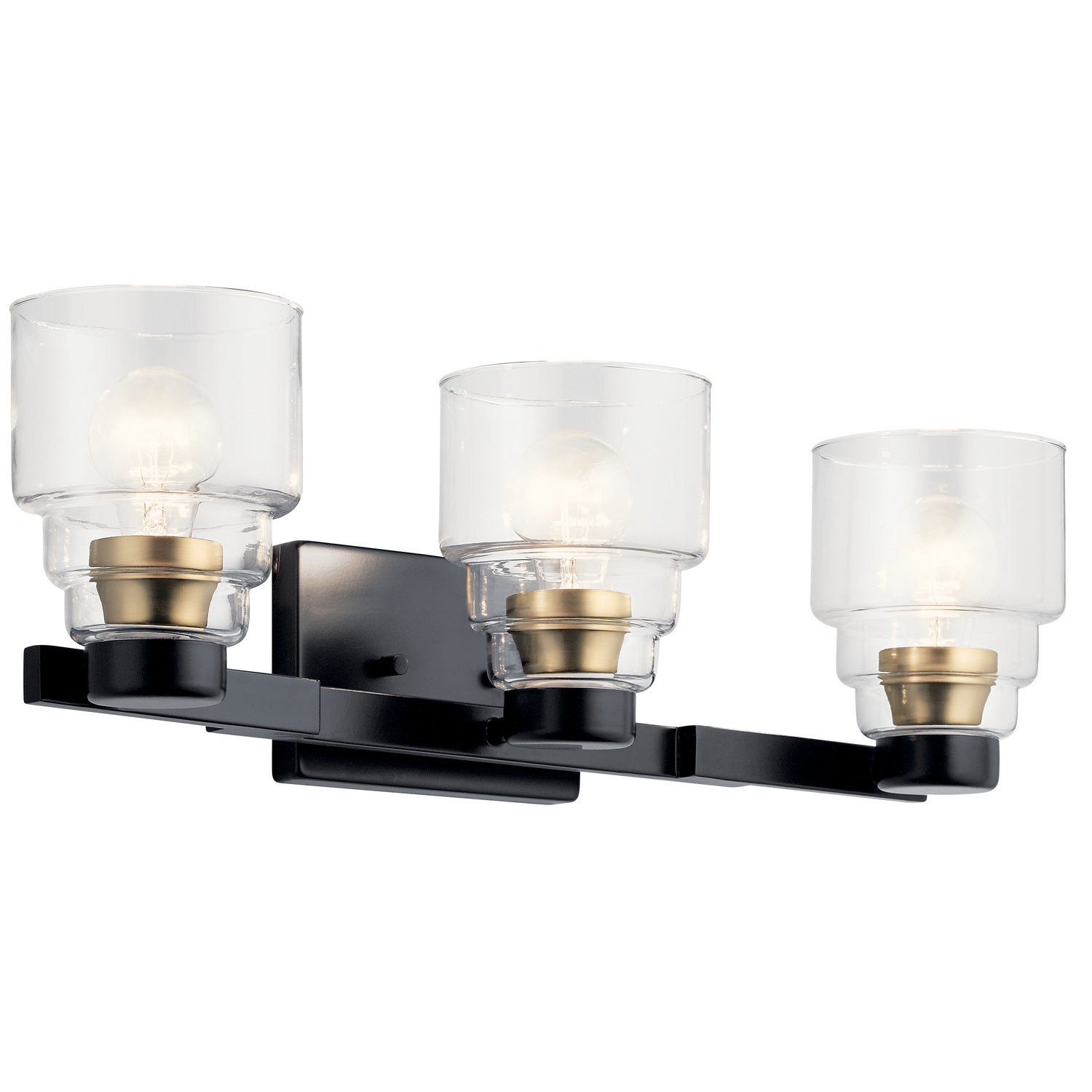 KICHLER 55012BK Vionnet 24" 3 Light Vanity Light With Clear Glass In Black