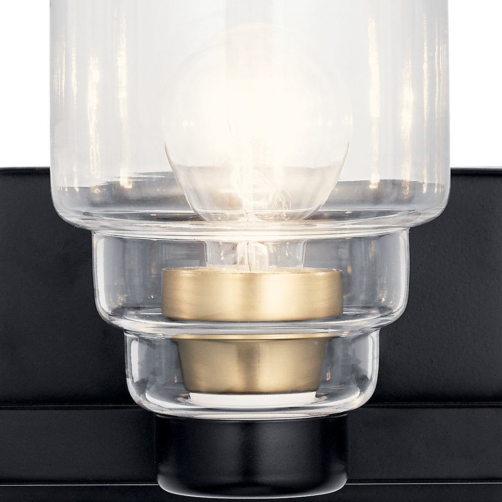 KICHLER 55012BK Vionnet 24" 3 Light Vanity Light With Clear Glass In Black
