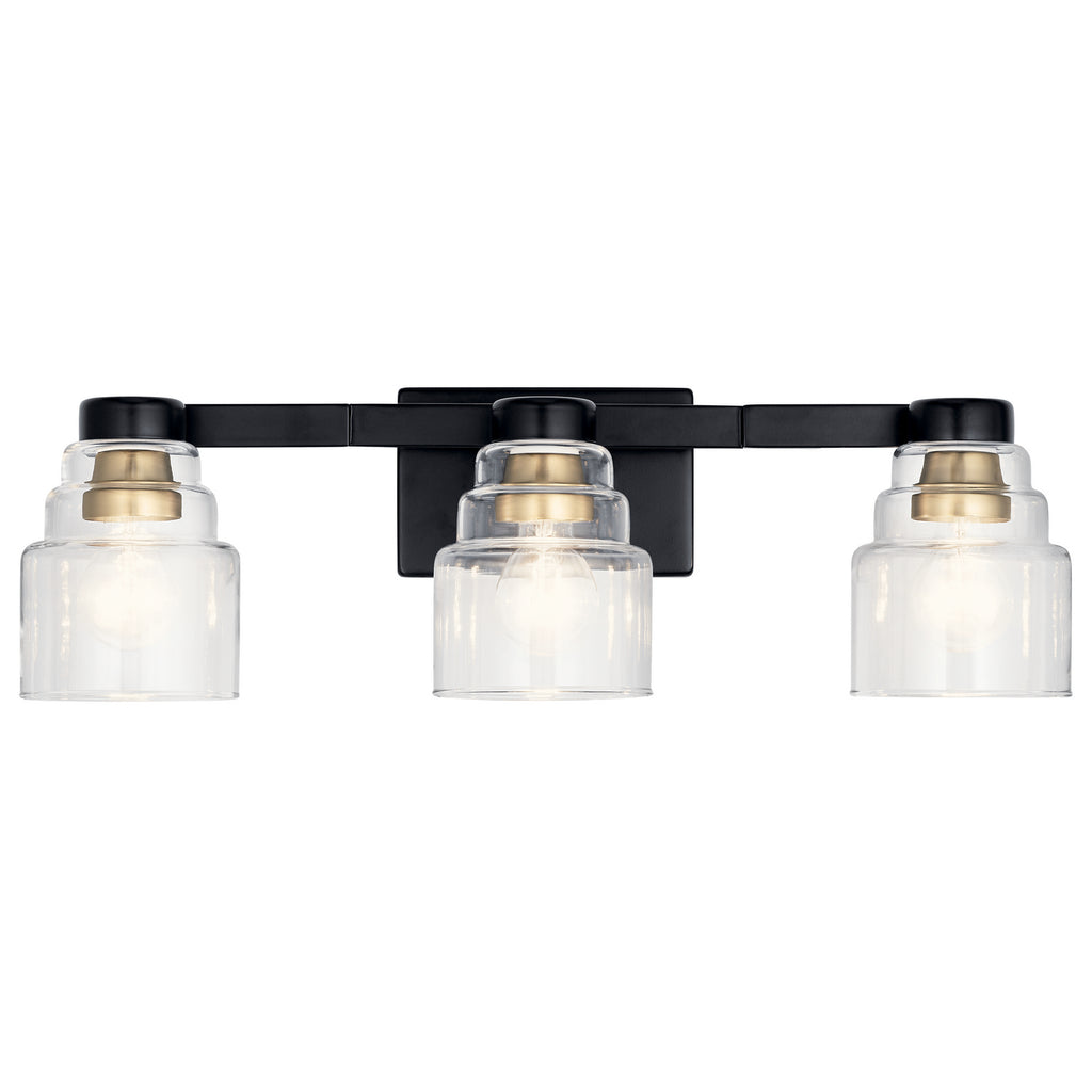 KICHLER 55012BK Vionnet 24" 3 Light Vanity Light With Clear Glass In Black