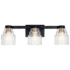 KICHLER 55012BK Vionnet 24" 3 Light Vanity Light With Clear Glass In Black