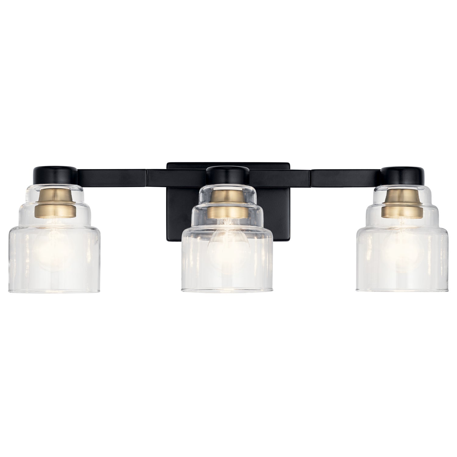 KICHLER 55012BK Vionnet 24" 3 Light Vanity Light With Clear Glass In Black