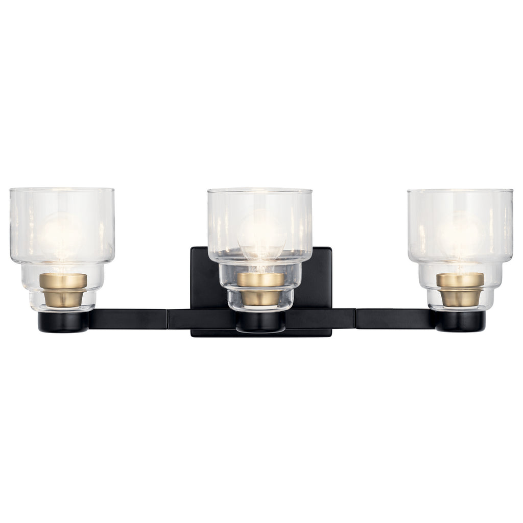 KICHLER 55012BK Vionnet 24" 3 Light Vanity Light With Clear Glass In Black