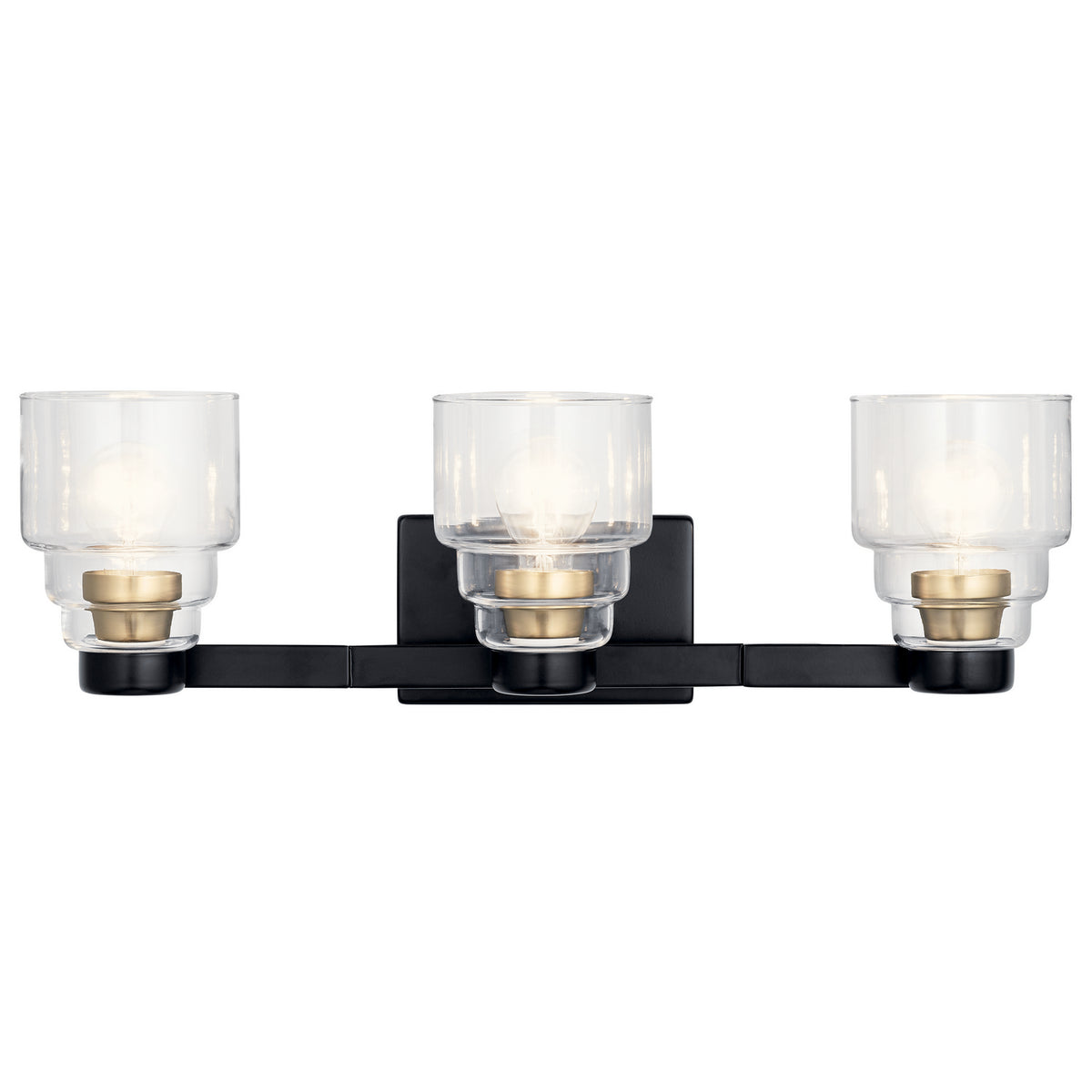 KICHLER 55012BK Vionnet 24" 3 Light Vanity Light With Clear Glass In Black