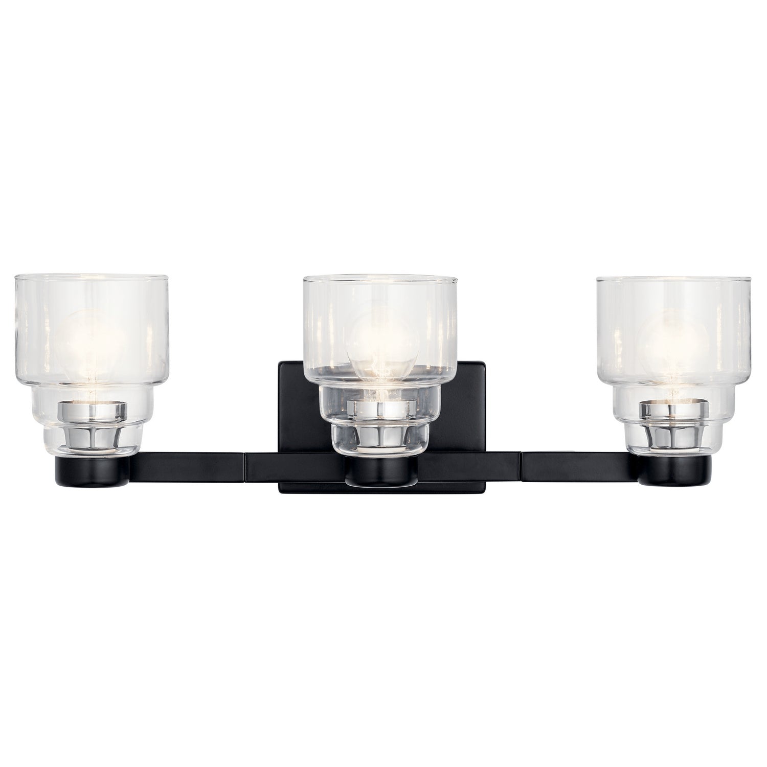 KICHLER 55012BK Vionnet 24" 3 Light Vanity Light With Clear Glass In Black