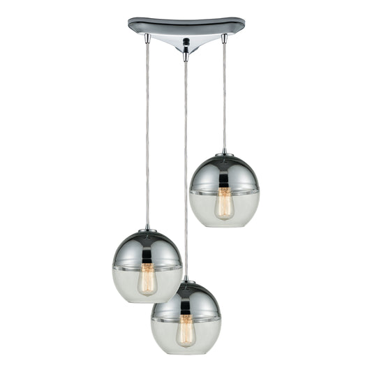 ELK SHOWROOM 10492/3 Revelo 12'' Wide 3-Light Mini Pendant - Polished Chrome