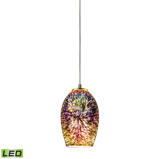 ELK SHOWROOM 10506/1-LED Illusions 5'' Wide 1-Light Pendant - Satin Nickel with Multicolor Fireworks Glass (LED)