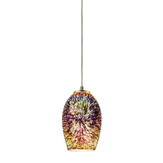 ELK SHOWROOM 10506/1 Illusions 5'' Wide 1-Light Pendant - Satin Nickel with Multicolor Fireworks Glass