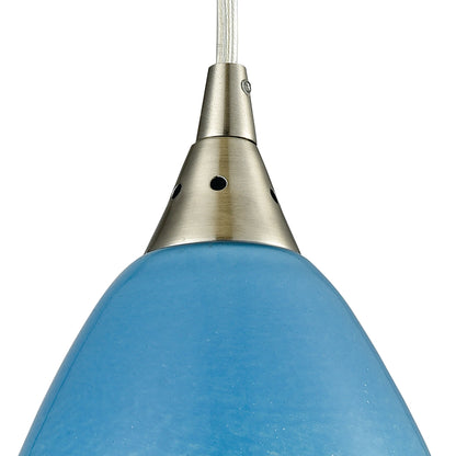 ELK SHOWROOM 10510/1SKY Earth 5'' Wide 1-Light Pendant - Satin Nickel with Sky Blue Glass