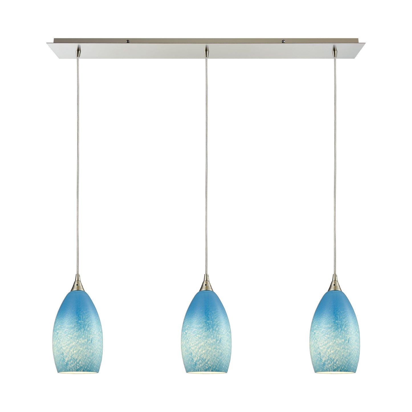 ELK SHOWROOM 10510/3LP-SKY Earth 36'' Wide 3-Light Pendant - Satin Nickel with Sky Blue Glass