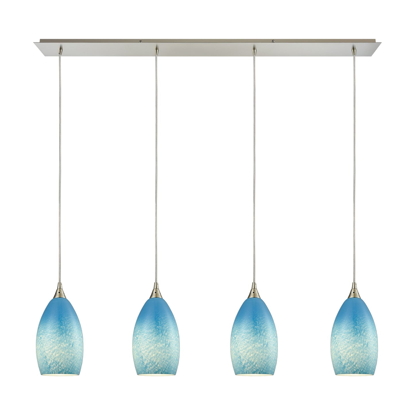 ELK SHOWROOM 10510/4LP-SKY Earth 46'' Wide 4-Light Pendant - Satin Nickel with Sky Blue Glass