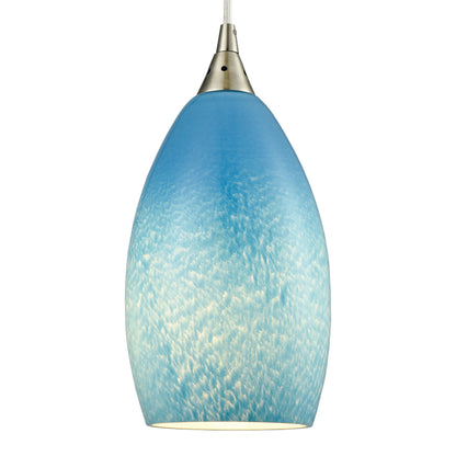 ELK SHOWROOM 10510/1SKY Earth 5'' Wide 1-Light Pendant - Satin Nickel with Sky Blue Glass