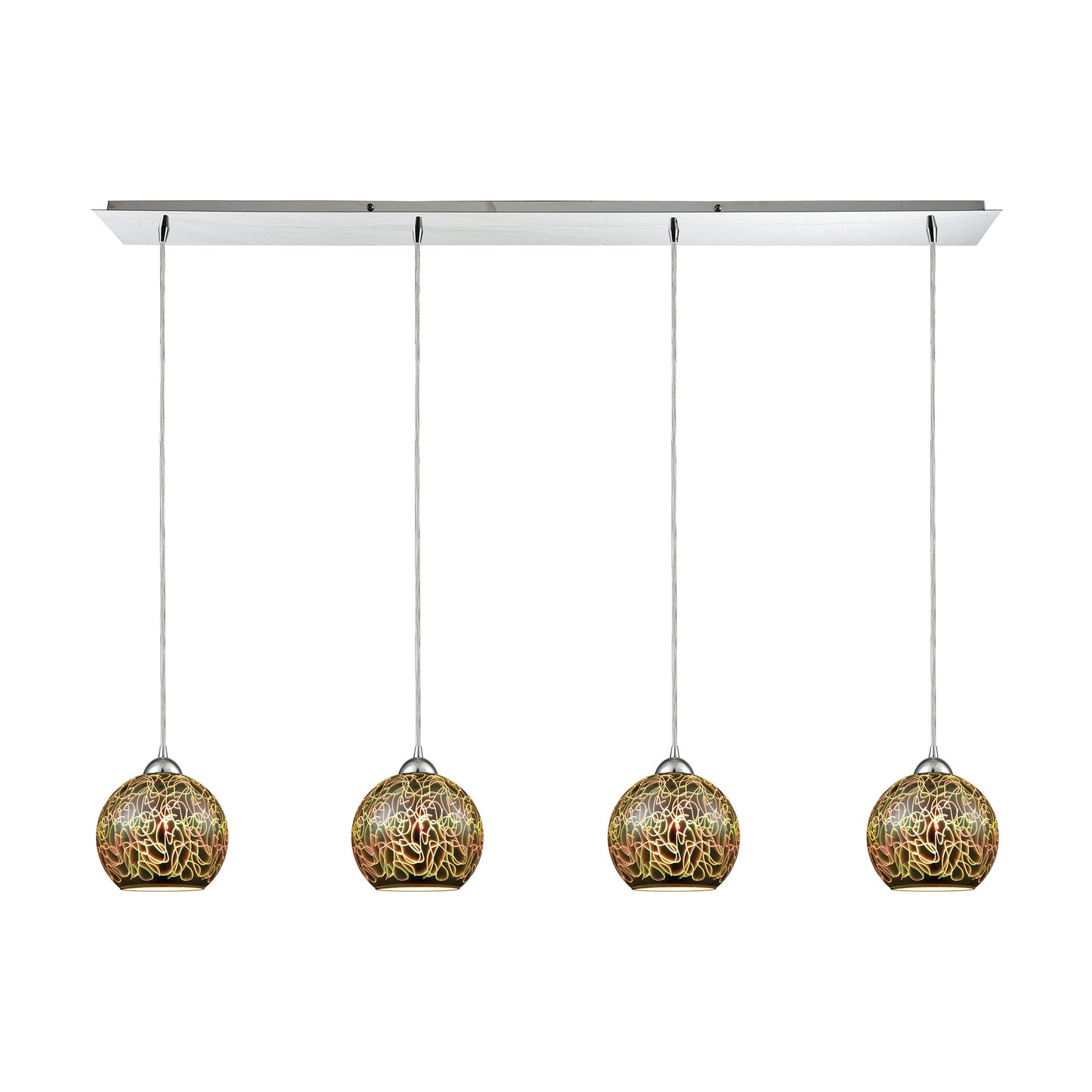 ELK SHOWROOM 10518/4LP Illusions 46'' Wide 4-Light Pendant - Polished Chrome with 3-D Graffiti Glass