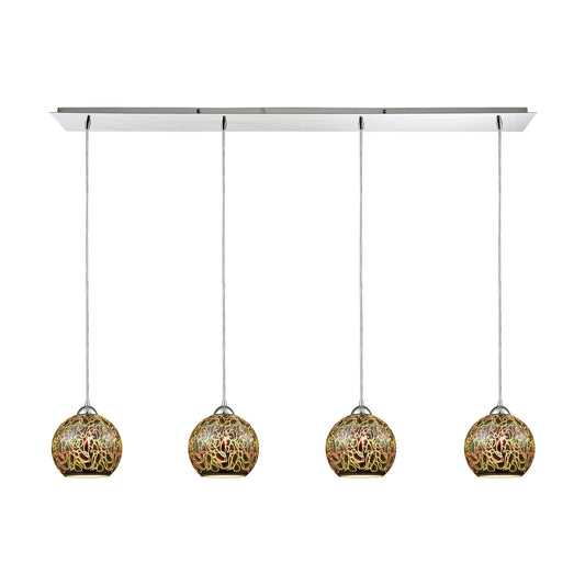 ELK SHOWROOM 10518/4LP Illusions 46'' Wide 4-Light Pendant - Polished Chrome with 3-D Graffiti Glass