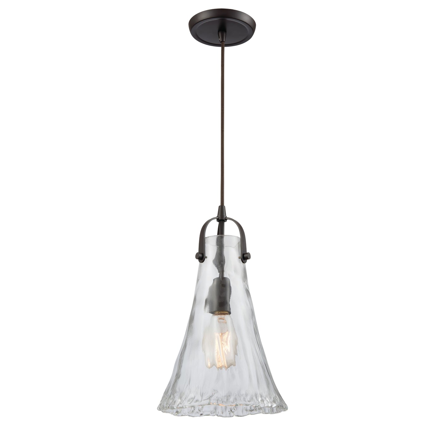 ELK SHOWROOM 10555/1 Hand Formed Glass 8'' Wide 1-Light Mini Pendant - Oil Rubbed Bronze