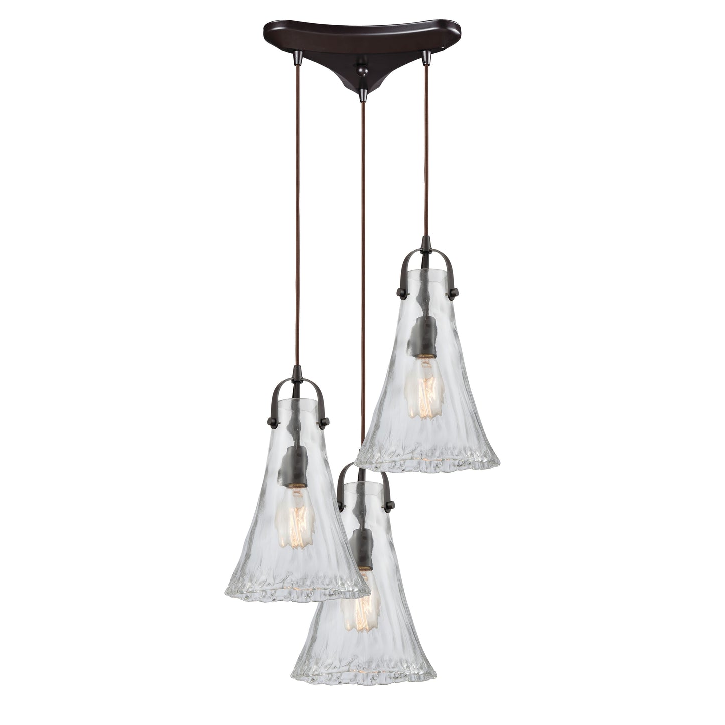 ELK SHOWROOM 10555/3 Hand Formed Glass 12'' Wide 3-Light Mini Pendant - Oil Rubbed Bronze