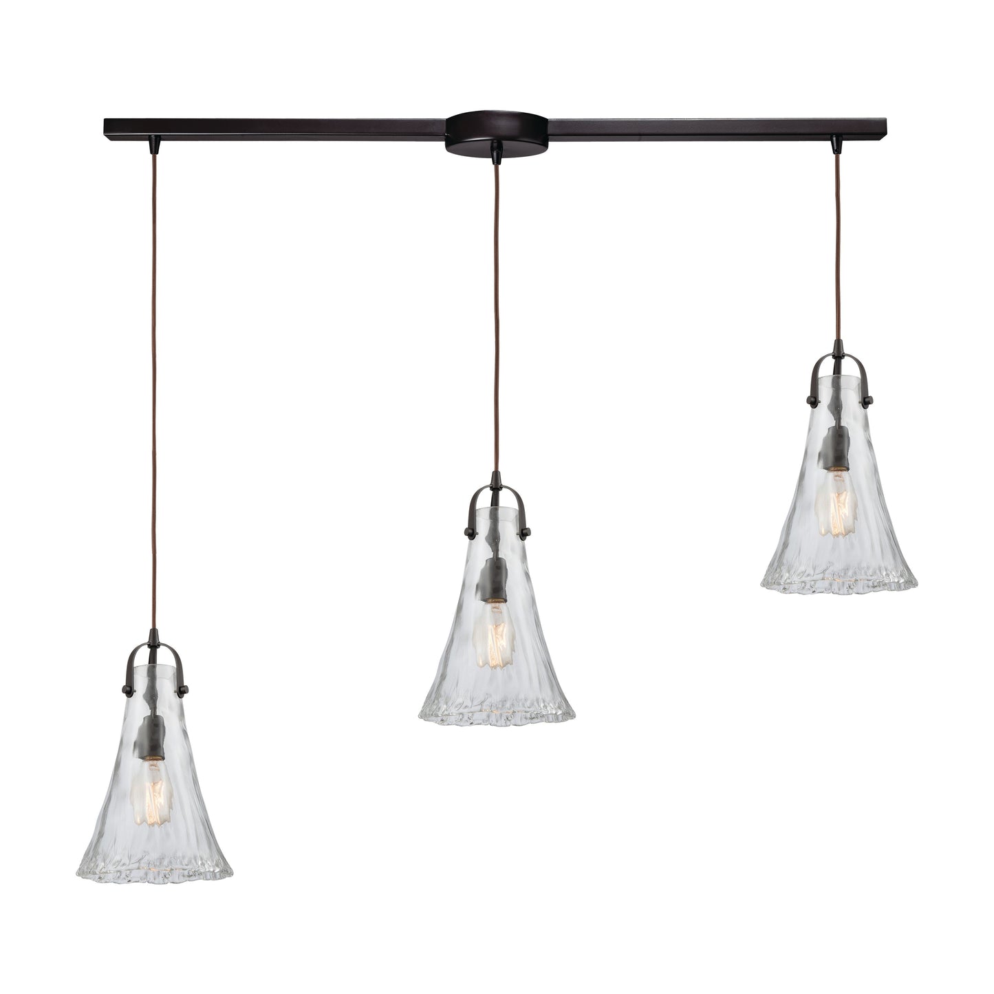 ELK SHOWROOM 10555/3L Hand Formed Glass 38'' Wide 3-Light Mini Pendant - Oil Rubbed Bronze