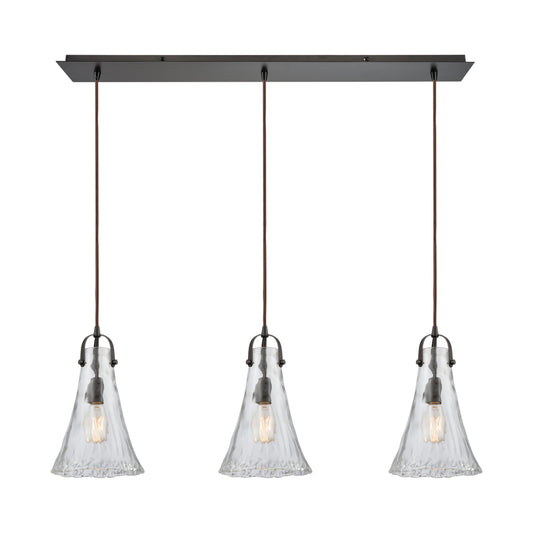 ELK SHOWROOM 10555/3LP Hand Formed Glass 36'' Wide 3-Light Mini Pendant - Oil Rubbed Bronze