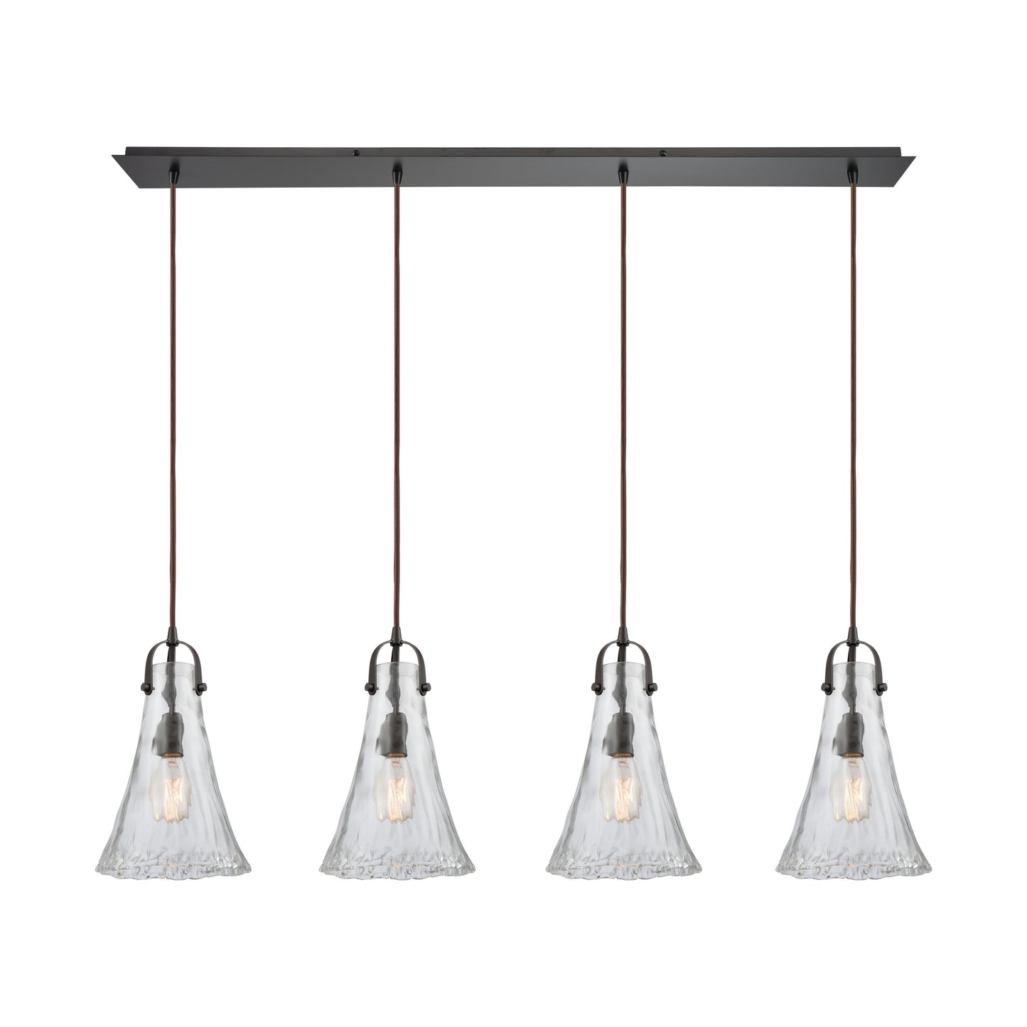 ELK SHOWROOM 10555/4LP Hand Formed Glass 46'' Wide 4-Light Mini Pendant - Oil Rubbed Bronze