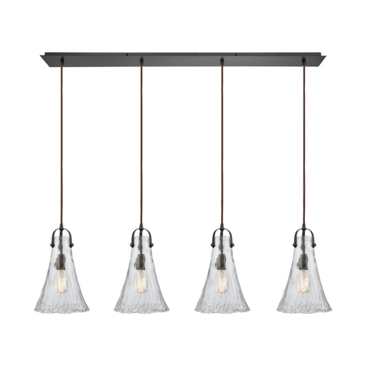 ELK SHOWROOM 10555/4LP Hand Formed Glass 46'' Wide 4-Light Mini Pendant - Oil Rubbed Bronze