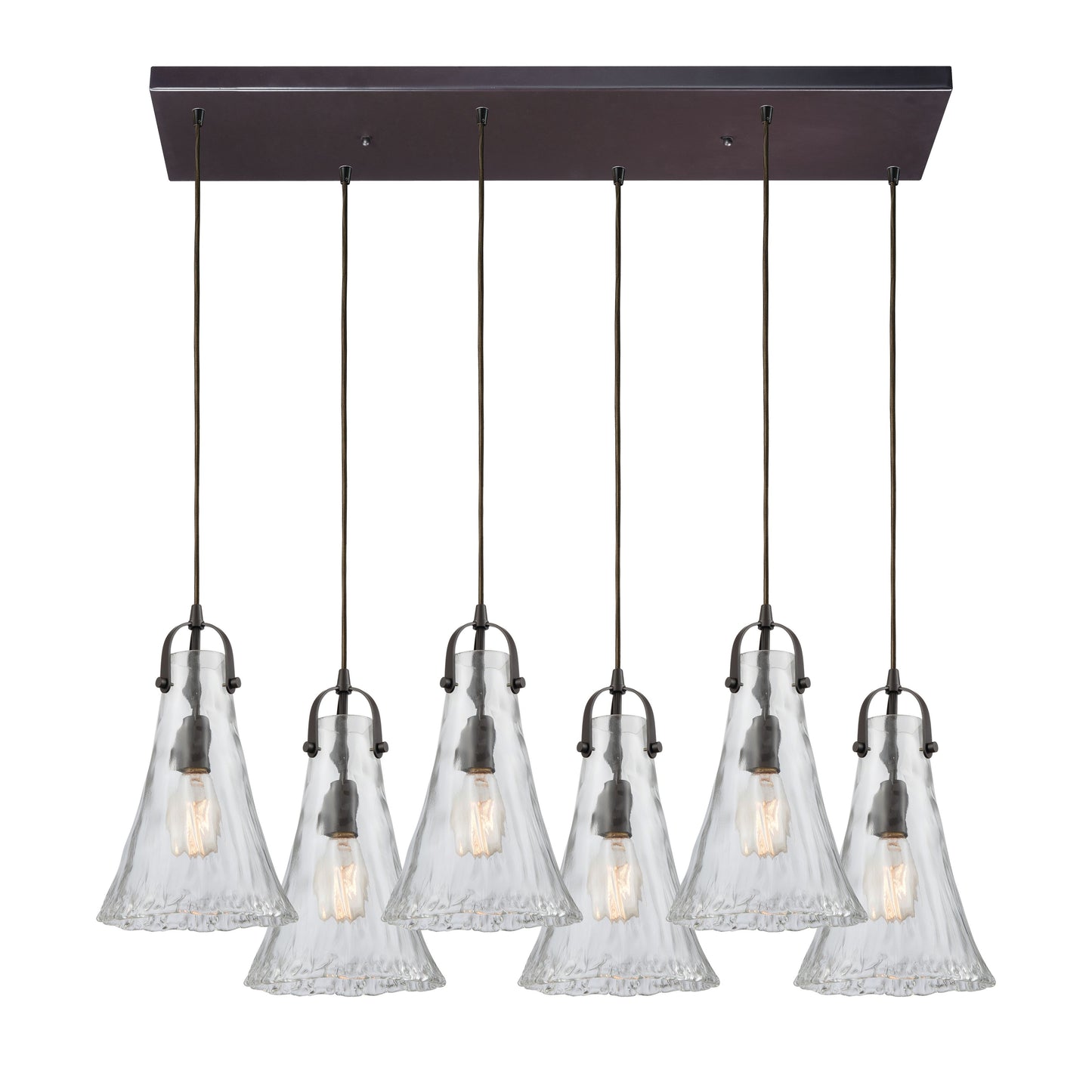 ELK SHOWROOM 10555/6RC Hand Formed Glass 32'' Wide 6-Light Mini Pendant - Oil Rubbed Bronze