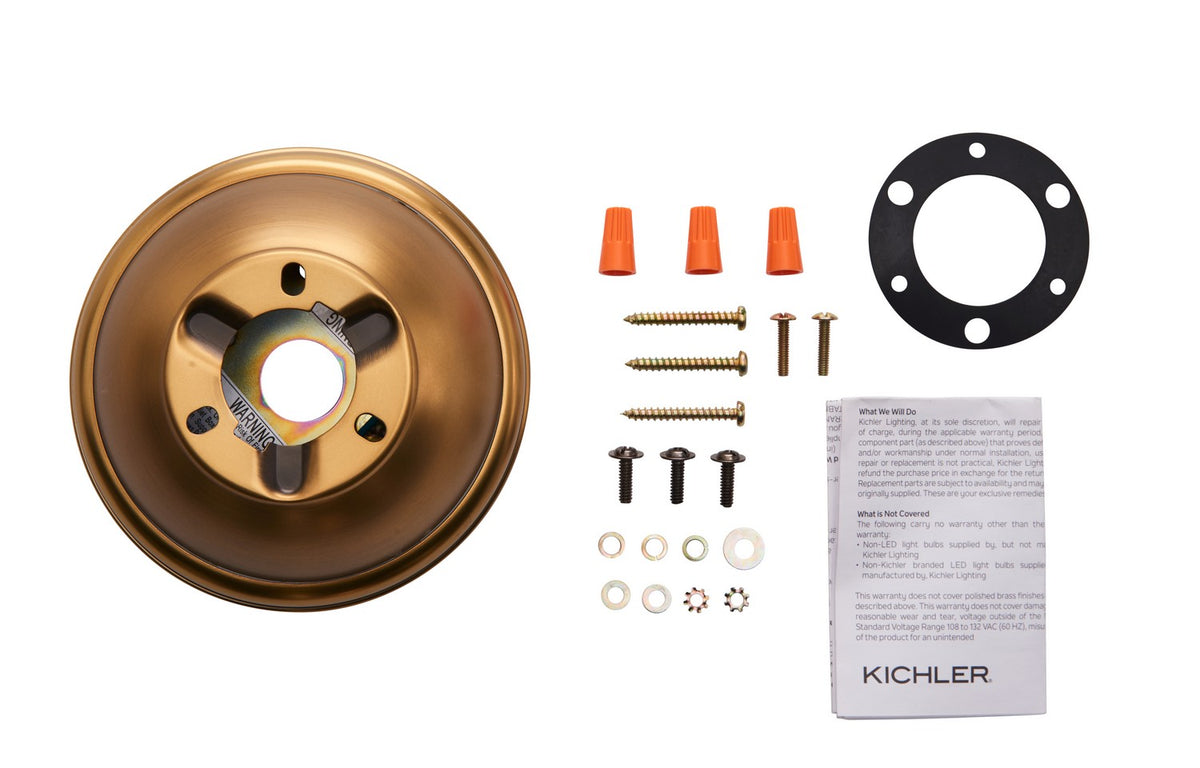 KICHLER 337008BAB Flush Mount Kit Burnished Antique Brass