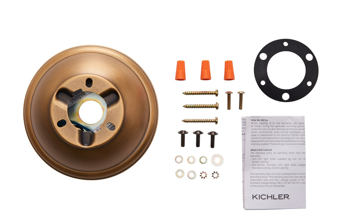 KICHLER 337008NBR Flush Mount Kit Natural Brass