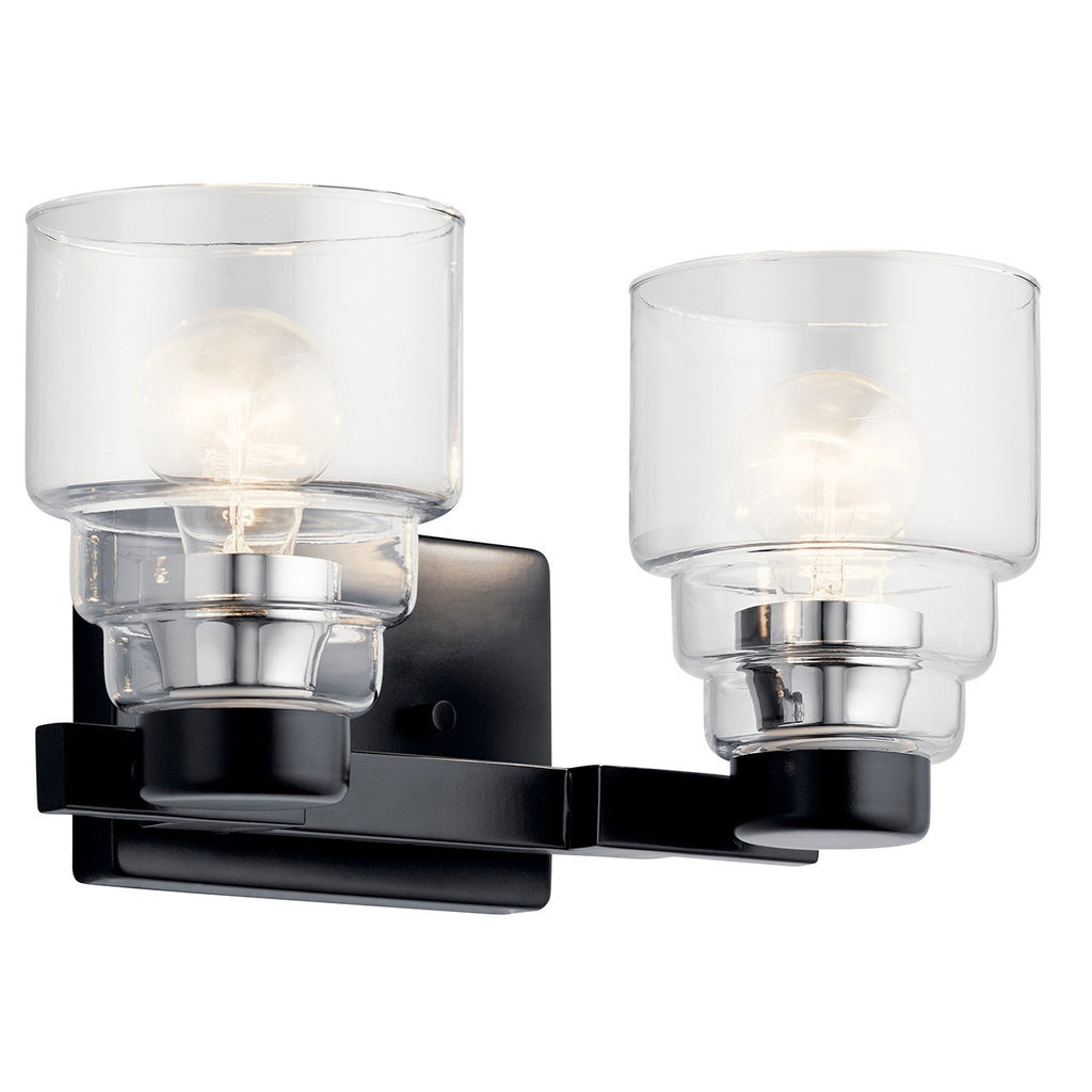 KICHLER 55011BK Vionnet 14.5" 2 Light Vanity Light With Clear Glass In Black