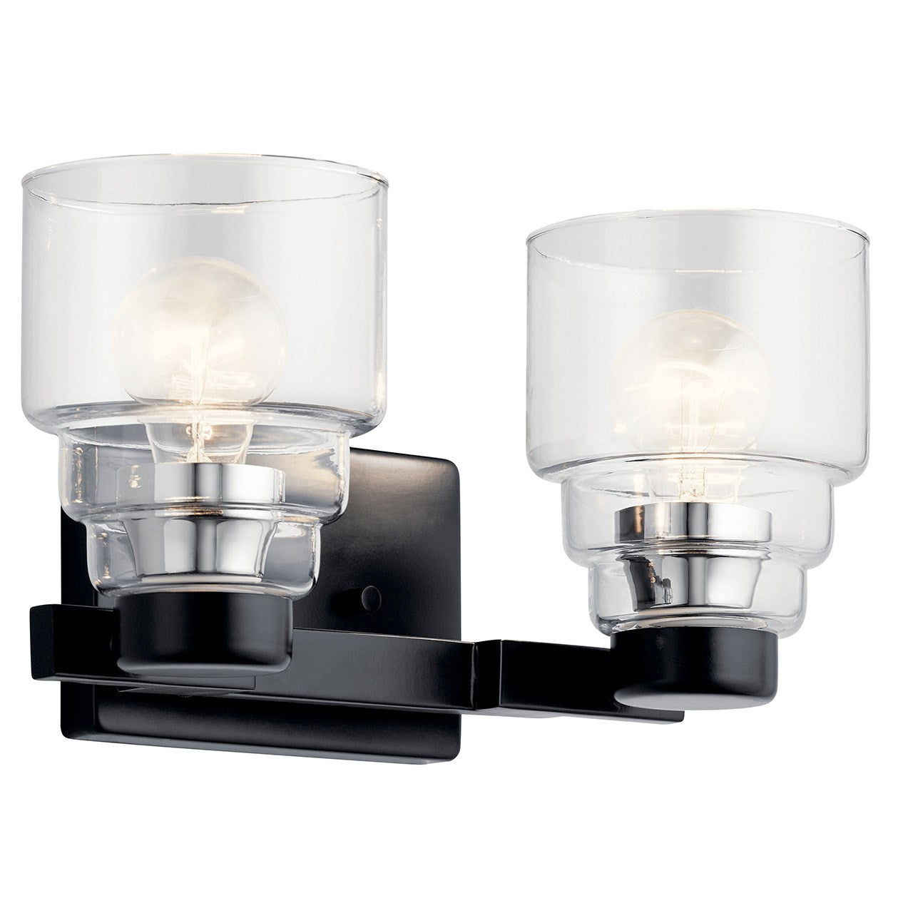 KICHLER 55011BK Vionnet 14.5" 2 Light Vanity Light With Clear Glass In Black