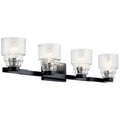 KICHLER 55013BK Vionnet 33.5" 4 Light Vanity Light In Clear Glass In Black