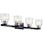 KICHLER 55013BK Vionnet 33.5" 4 Light Vanity Light In Clear Glass In Black