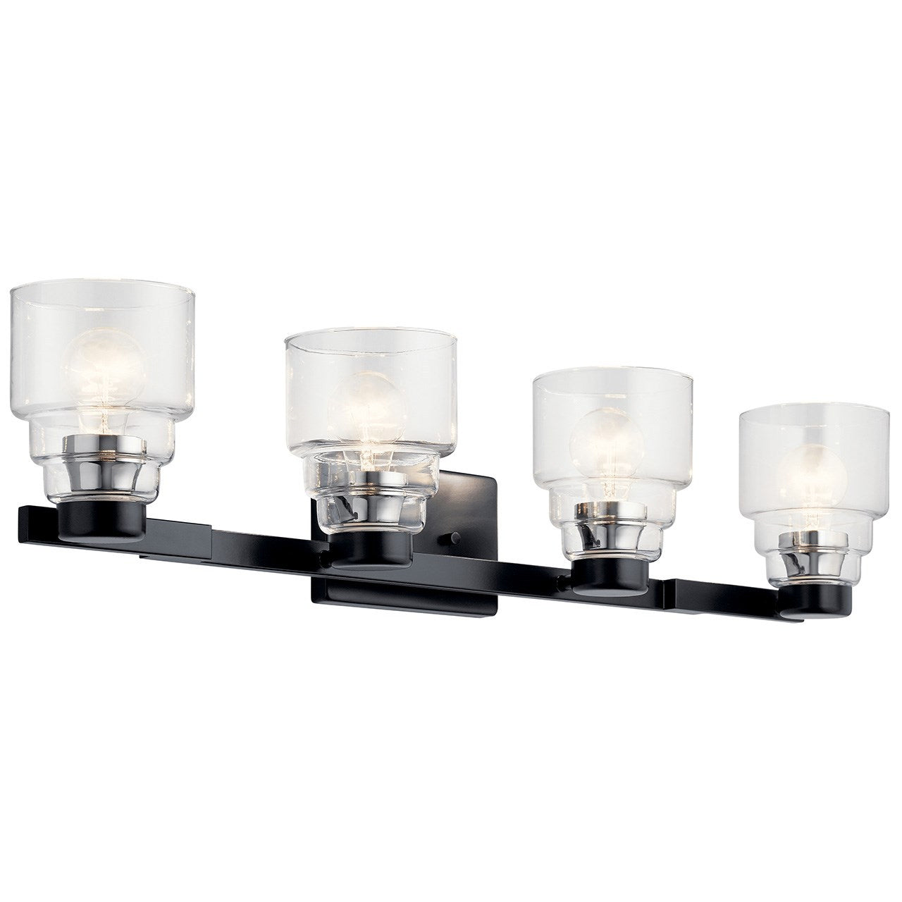 KICHLER 55013BK Vionnet 33.5" 4 Light Vanity Light In Clear Glass In Black