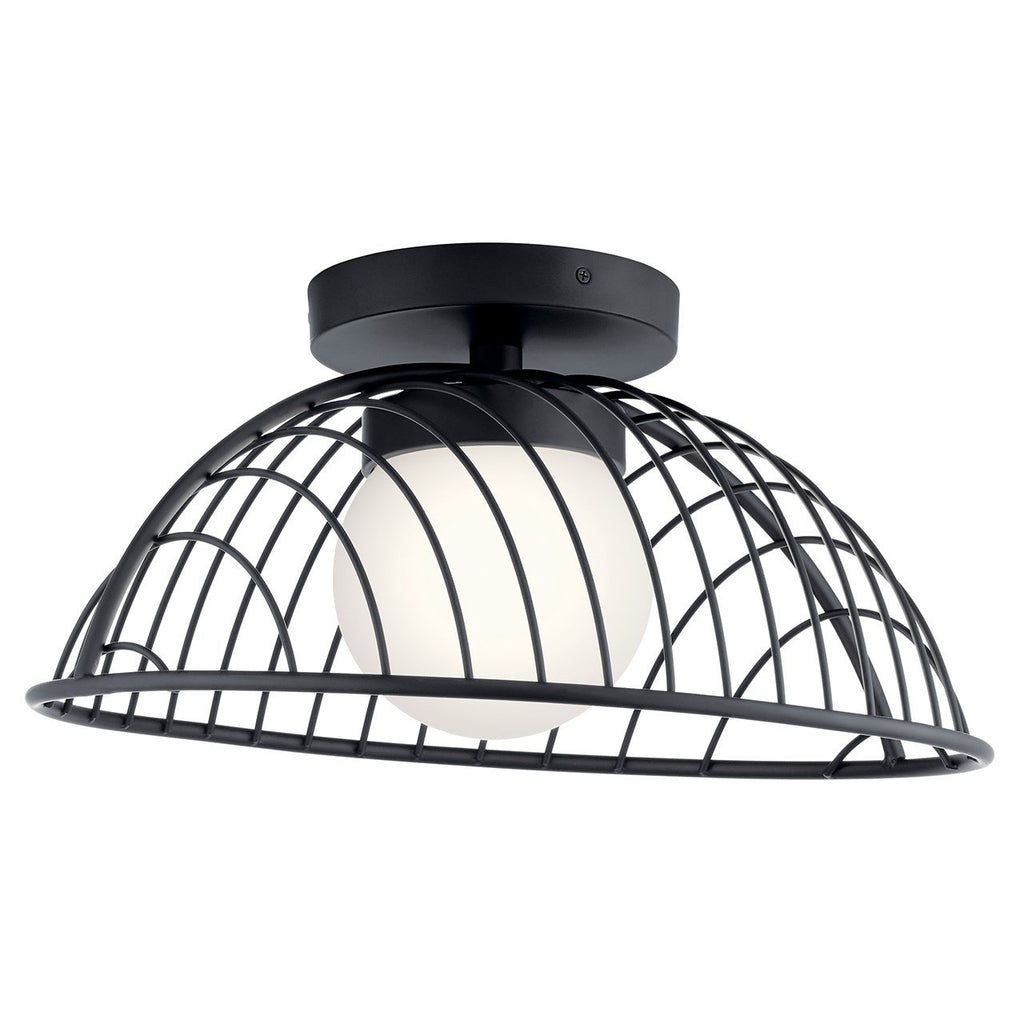 KICHLER 84096MBK Clevo Led Semi Flush Mount Matte Black