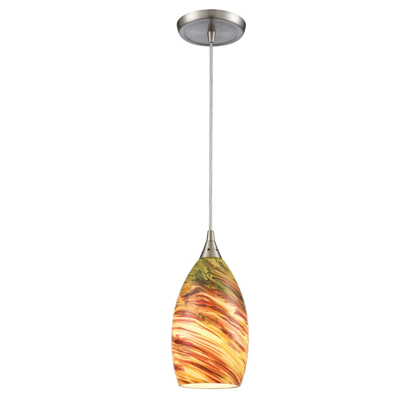 ELK SHOWROOM 10630/1 Collanino 5'' Wide 1-Light Pendant - Satin Nickel with Lava Swirl Blown Glass