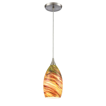 ELK SHOWROOM 10630/1 Collanino 5'' Wide 1-Light Pendant - Satin Nickel with Lava Swirl Blown Glass