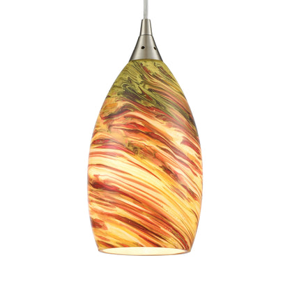 ELK SHOWROOM 10630/1 Collanino 5'' Wide 1-Light Pendant - Satin Nickel with Lava Swirl Blown Glass